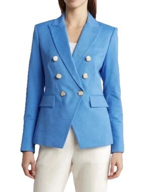 Veronica Beard Miller Dickey Jacket 2 Azure Blue Double Breasted Blazer Womens